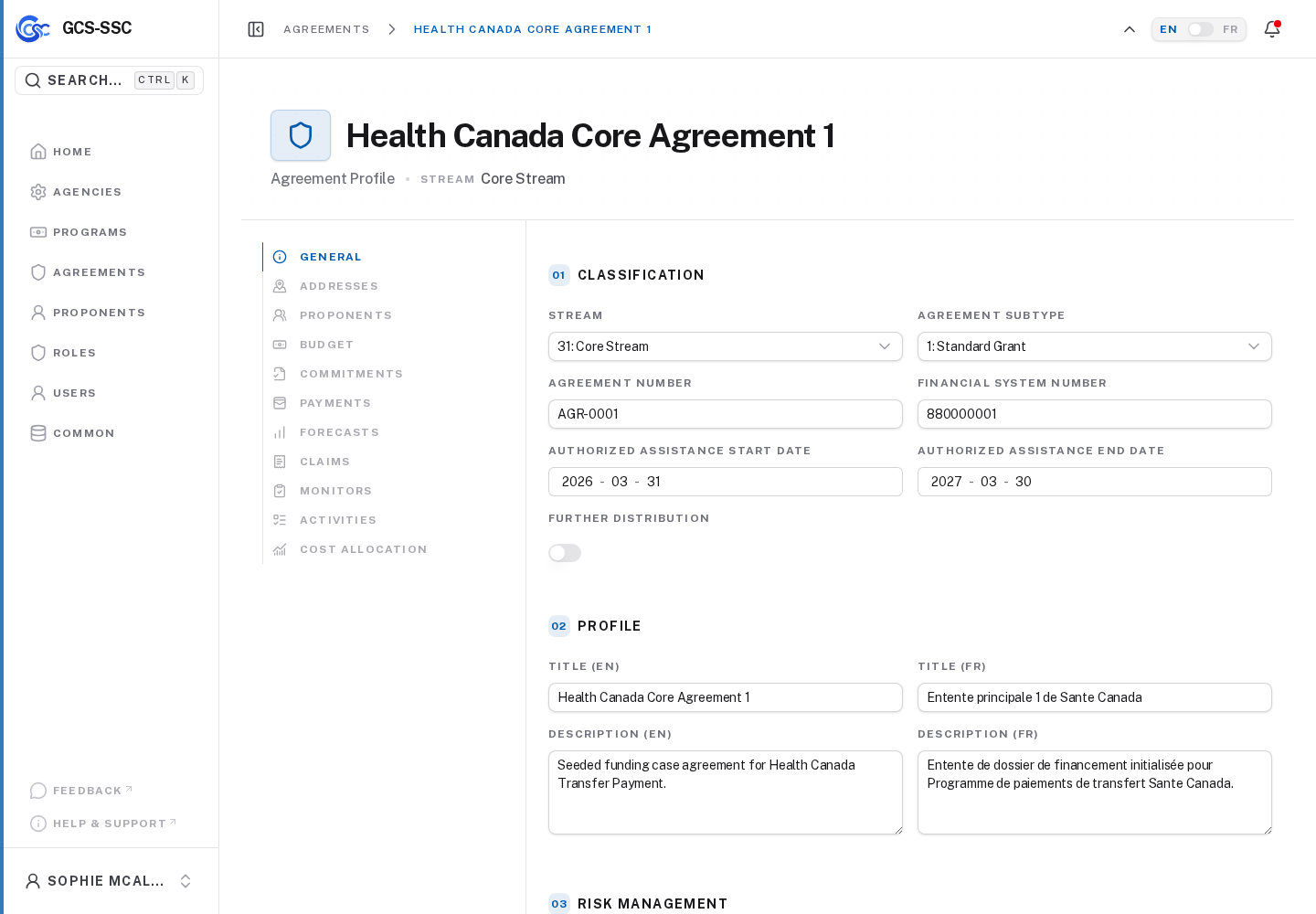 Agreement detail and child workflow