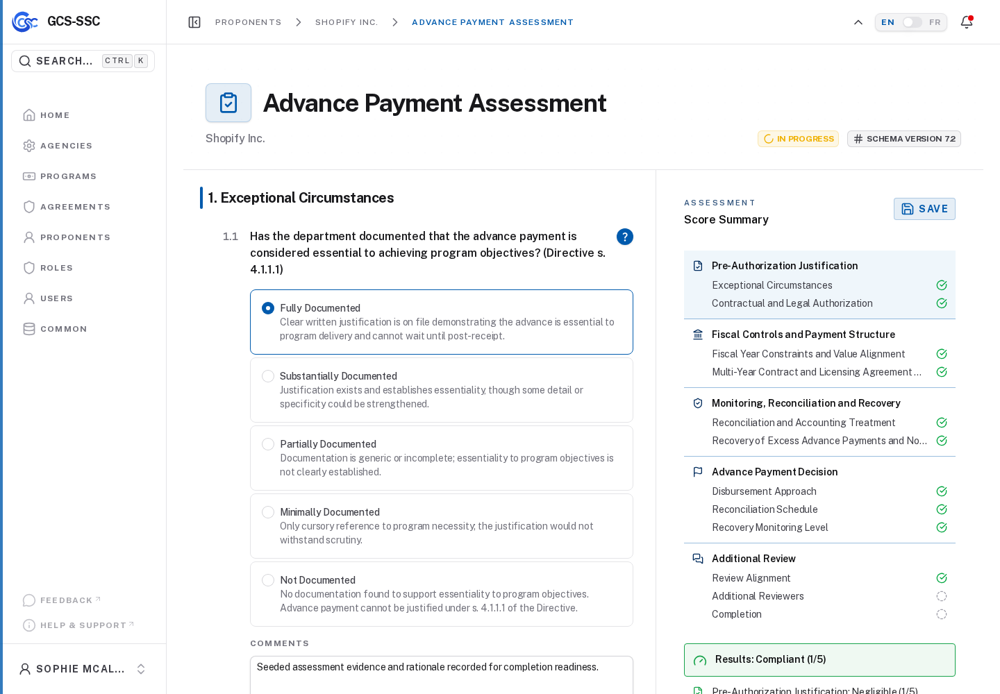 Runtime assessment workflow