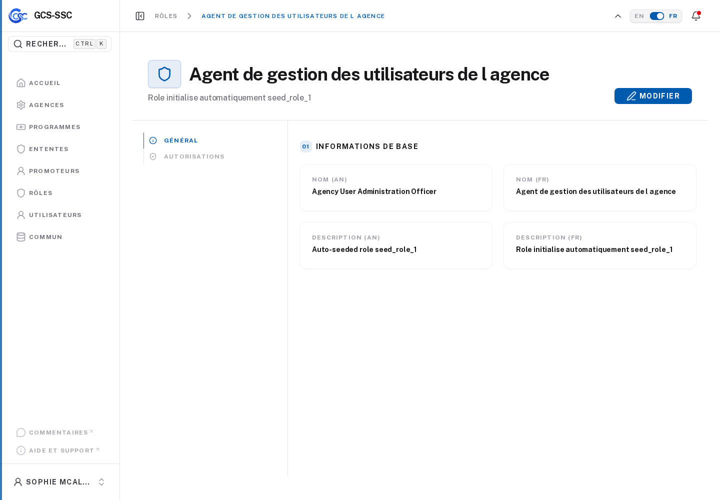 Onglet Capacites d un role